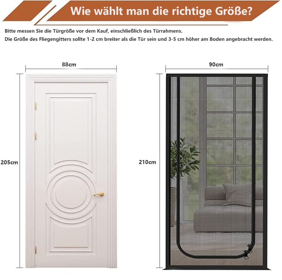 Black Cat Repellent Zipper Door Curtain, 80x200cm, Durable Mesh Protects Against Cats and Pests, Easy to Install