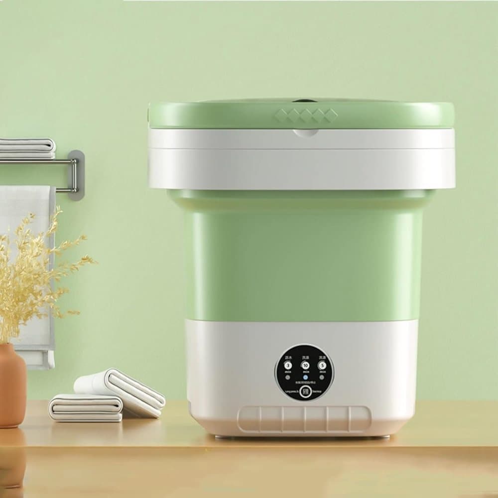 12L Mini Foldable Portable Washing Machine for Travel Small Apartments Student Rooms, Green