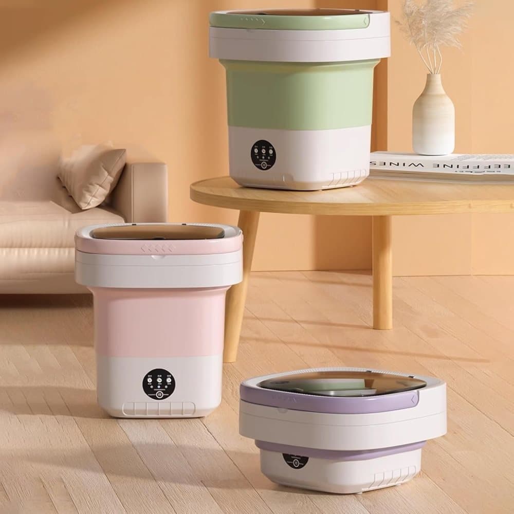12L Mini Foldable Portable Washing Machine for Travel Small Apartments Student Rooms, Green