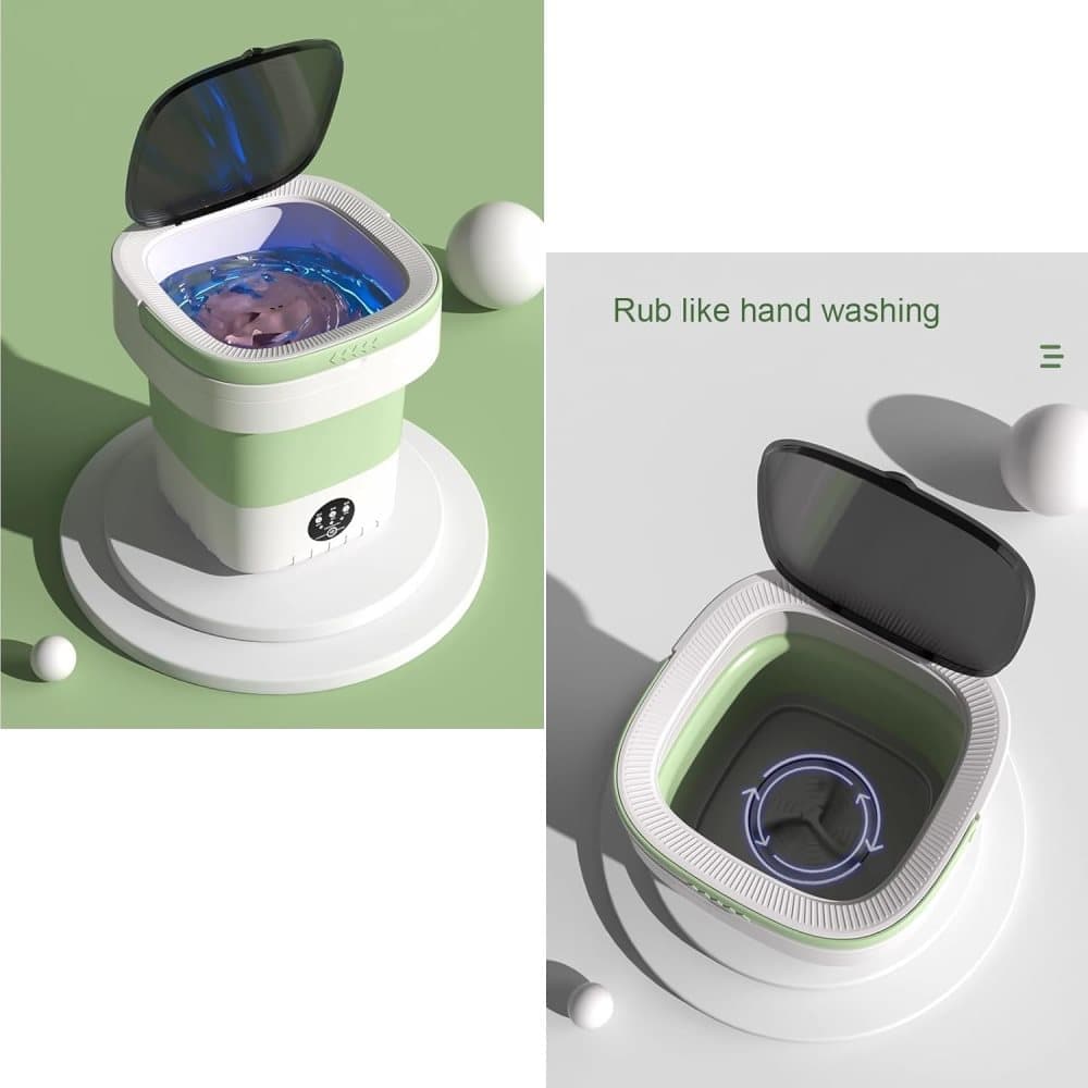 12L Mini Foldable Portable Washing Machine for Travel Small Apartments Student Rooms, Green