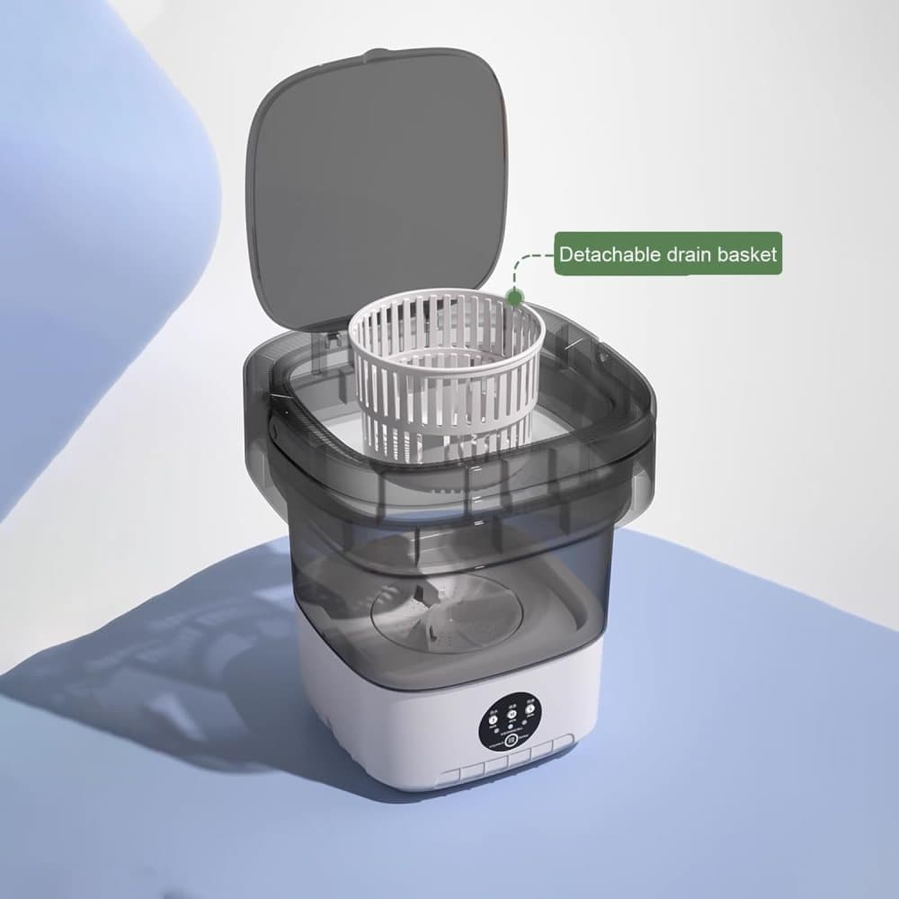 12L Mini Foldable Portable Washing Machine for Travel Small Apartments Student Rooms, Green