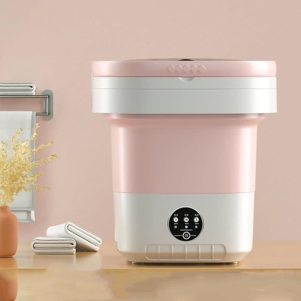 12L Mini Foldable Portable Washing Machine for Travel Small Apartments Student Rooms, Pink