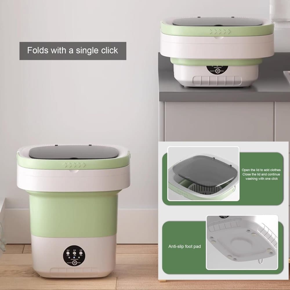 12L Mini Foldable Portable Washing Machine for Travel Small Apartments Student Rooms, Pink