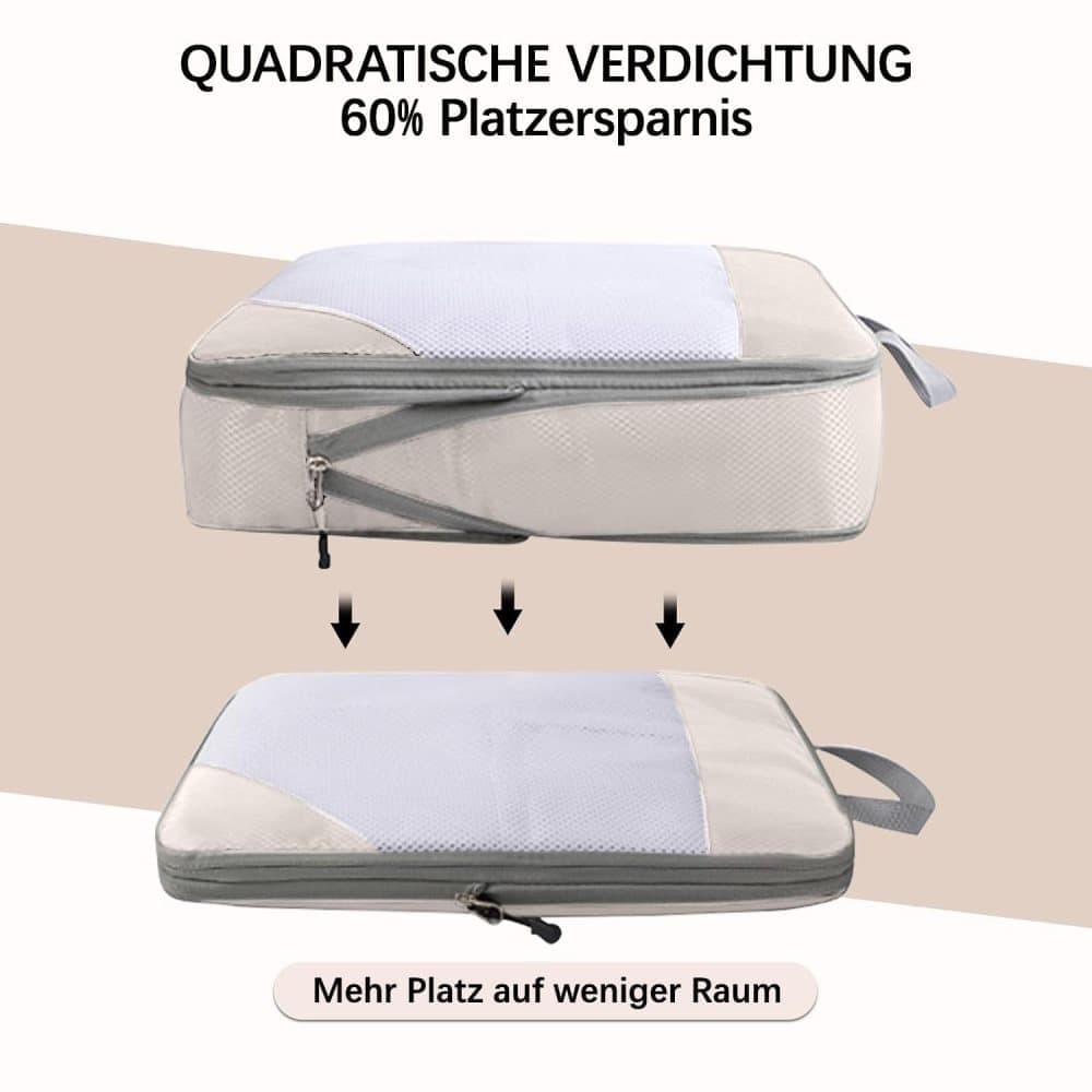 7-Piece Lightweight Travel Compression Bags for Suitcase & Backpack, Beige