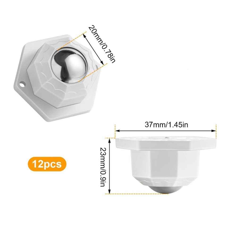 12-Pack Heavy Duty Furniture Casters 360 Degree Rotating High Load Capacity Easy Assembly, 2.5 inch, White