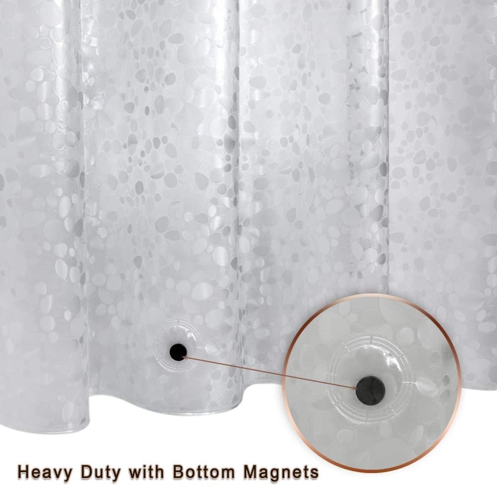 Waterproof EVA Shower Curtain with Pebble Pattern, 180x180 cm, Transparent Odorless