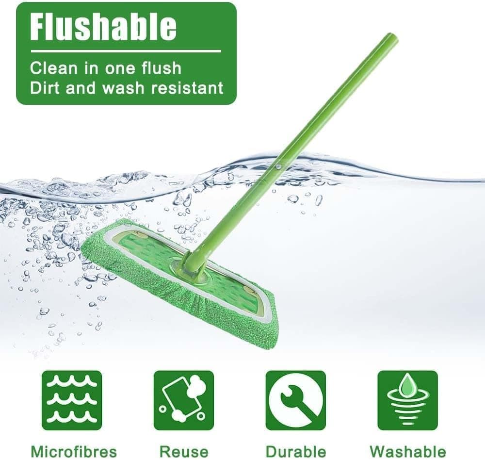 8 Replacement Cloth Covers for Swiffer Mop, Reusable Wet and Dry Cleaning Pads, Compatible with Swiffer