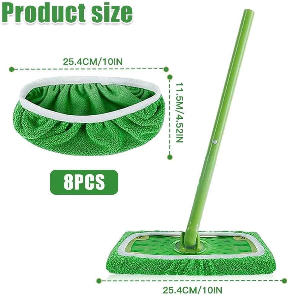 8 Replacement Cloth Covers for Swiffer Mop, Reusable Wet and Dry Cleaning Pads, Compatible with Swiffer