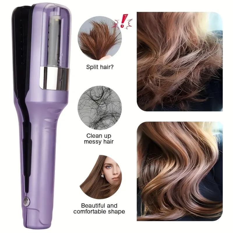 Portable Rechargeable Hair Trimmer Split End Trimmer for Travel, Protects Hair, Blue