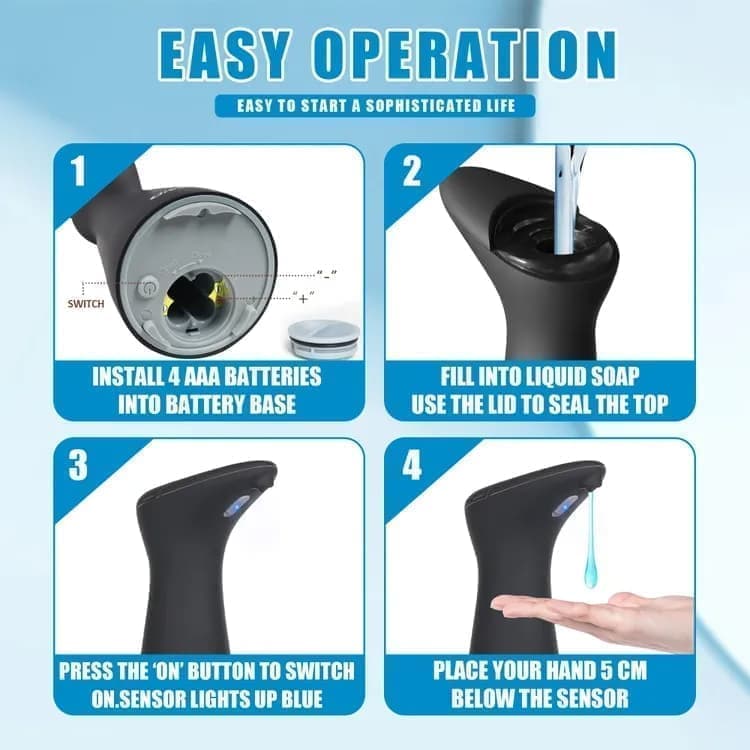 Automatic Touchless Soap Dispenser for Liquid Soap, Black