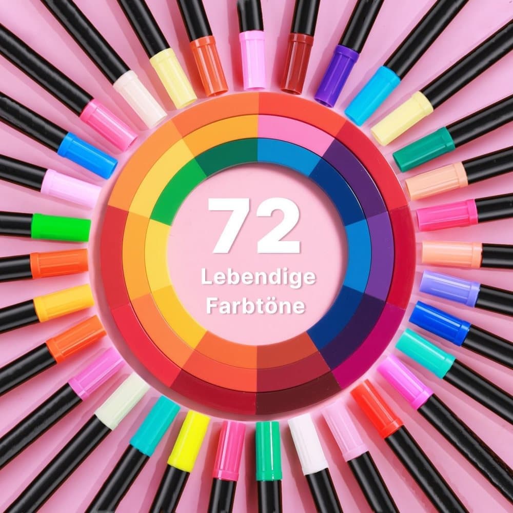 72-Pack Washable Double-Ended Watercolor Pens for Creative Painting, with 144 Tips