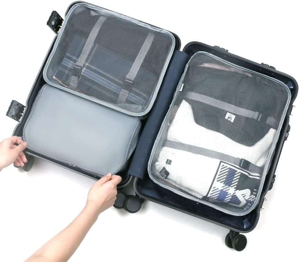 8-Piece Lightweight Water Resistant Travel Organizer for Bags, Gray