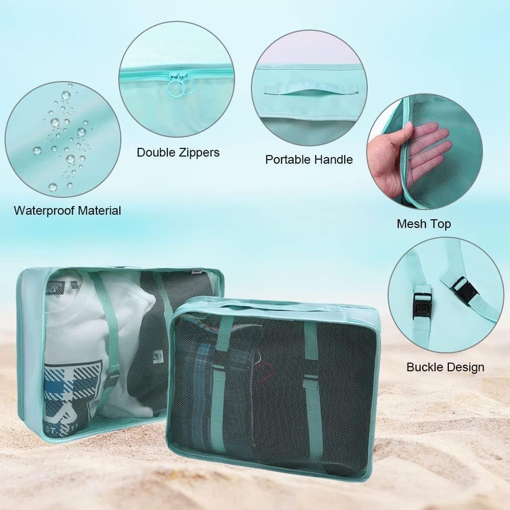8-Piece Water Resistant Lightweight Travel Organizer for Bags, Blue