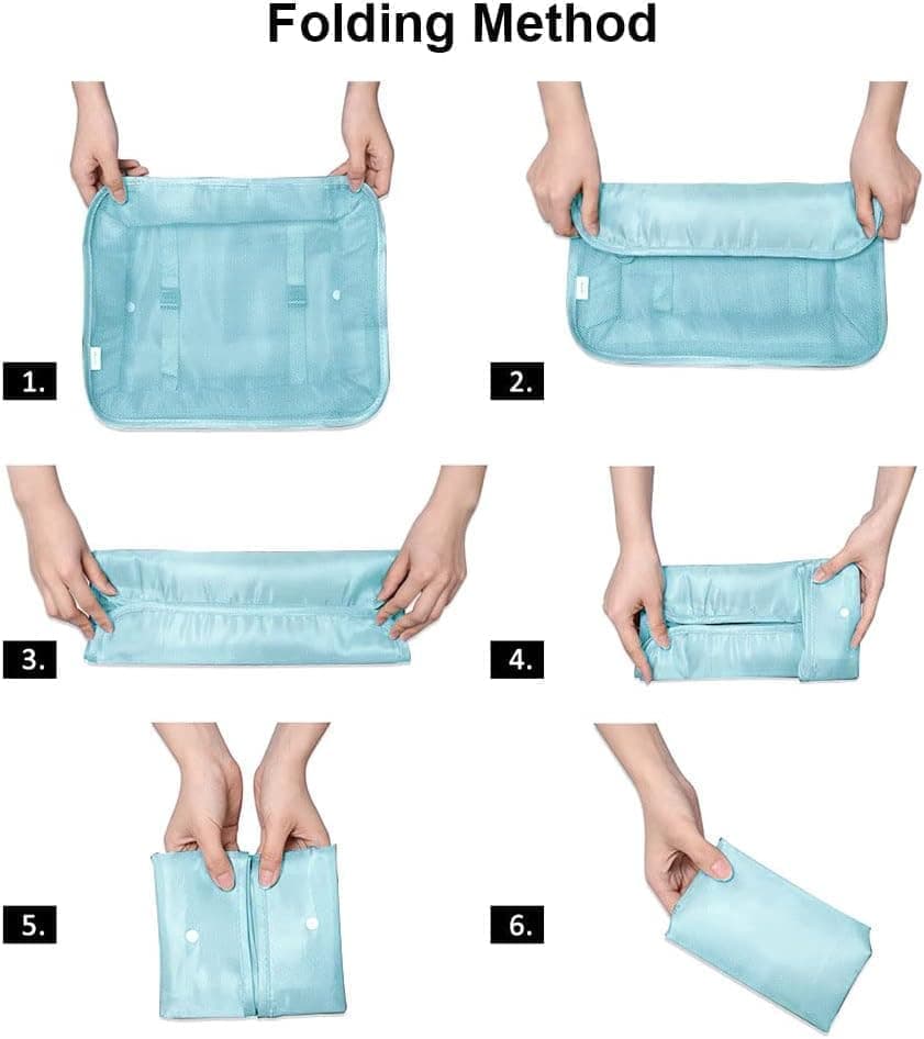 8-Piece Water Resistant Lightweight Travel Organizer for Bags, Blue