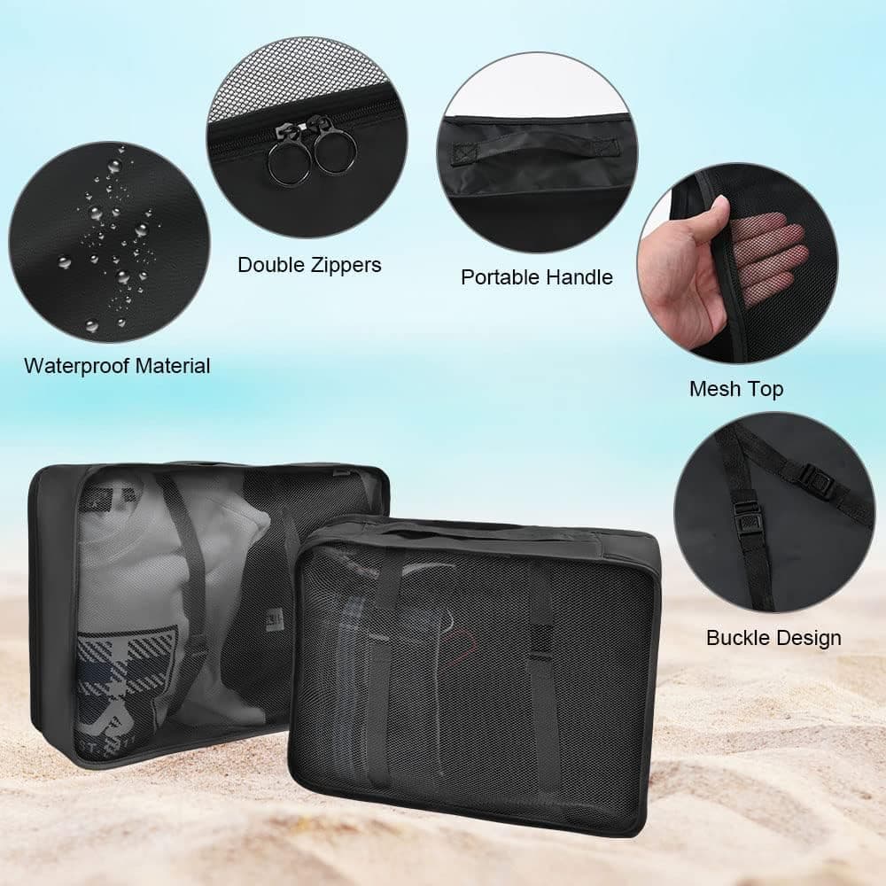 8-Piece Water Resistant Lightweight Travel Organizer for Bags, Black