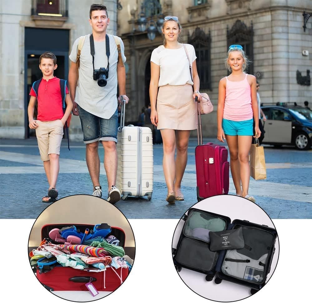 8-Piece Water Resistant Lightweight Travel Organizer for Bags, Black