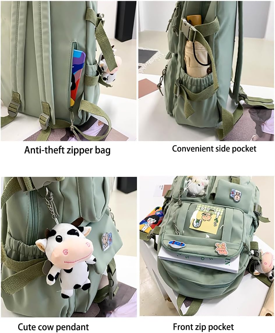 Kids School Backpack with Accessories, 43x31 cm, for Children and Teens, Beige