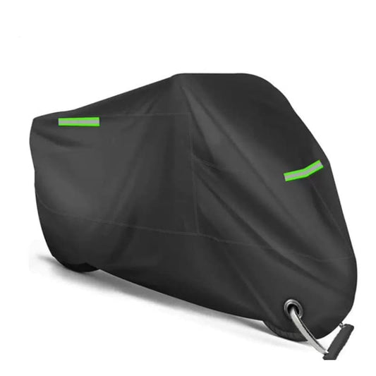 Waterproof Motorcycle and Moped Cover with Reflective Strips, Rain UV Dust Resistant, Black, 265x105x125cm