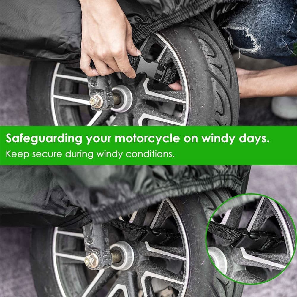 Waterproof Motorcycle and Moped Cover with Reflective Strips, Rain UV Dust Resistant Black, 200x90x100cm