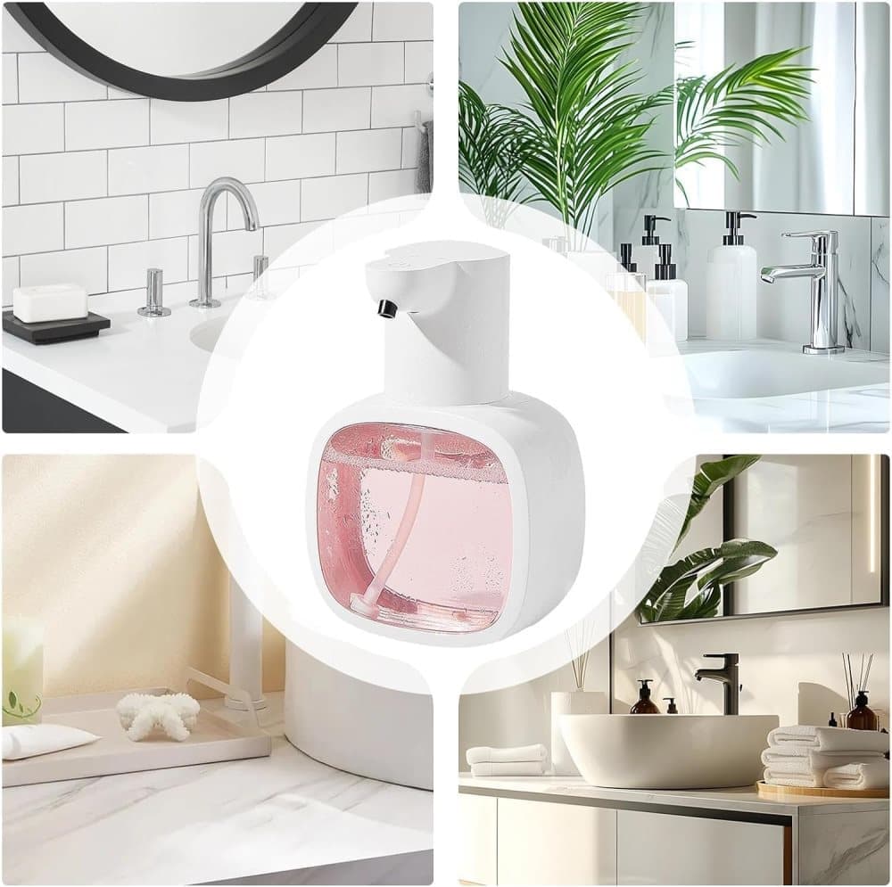 500ml Touchless Automatic Soap Dispenser with USB-C Charging, White, Compatible with Liquid Soap