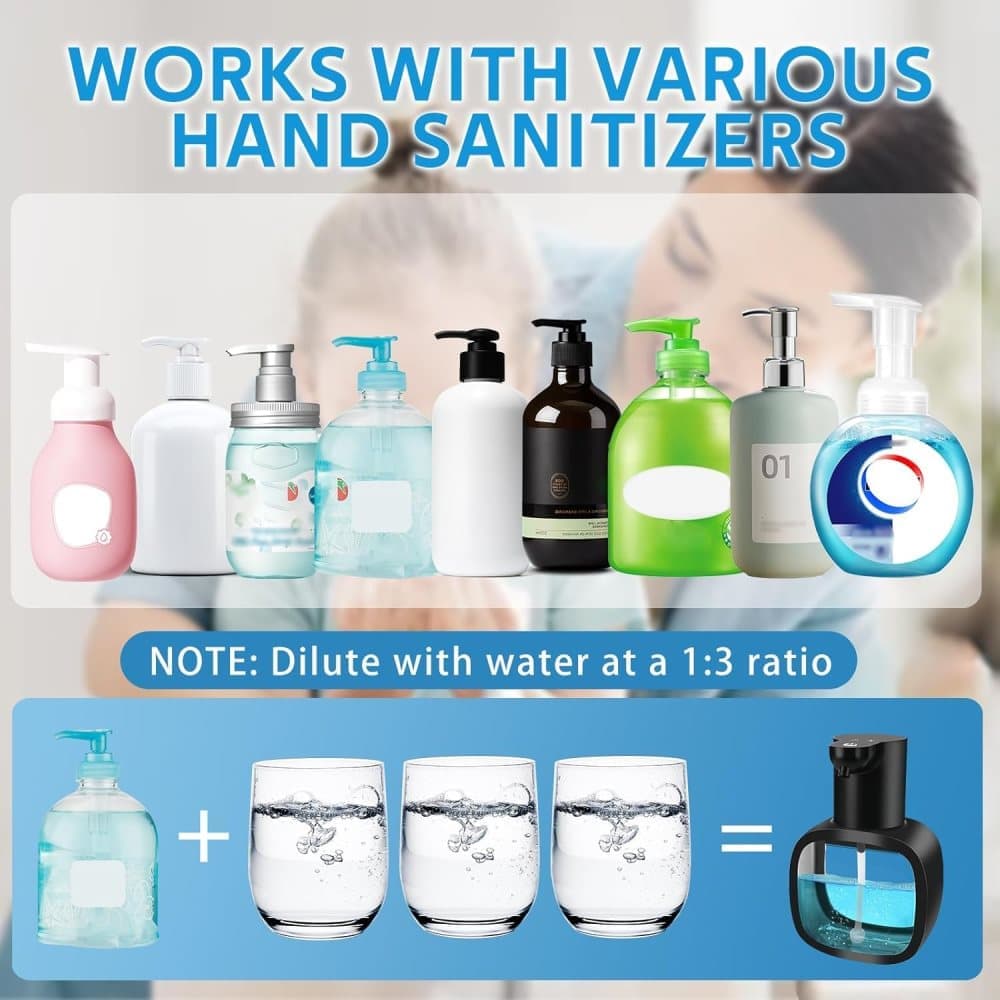 500ml Touchless Automatic Soap Dispenser with USB-C Charging, compatible with Liquid Soap, Black