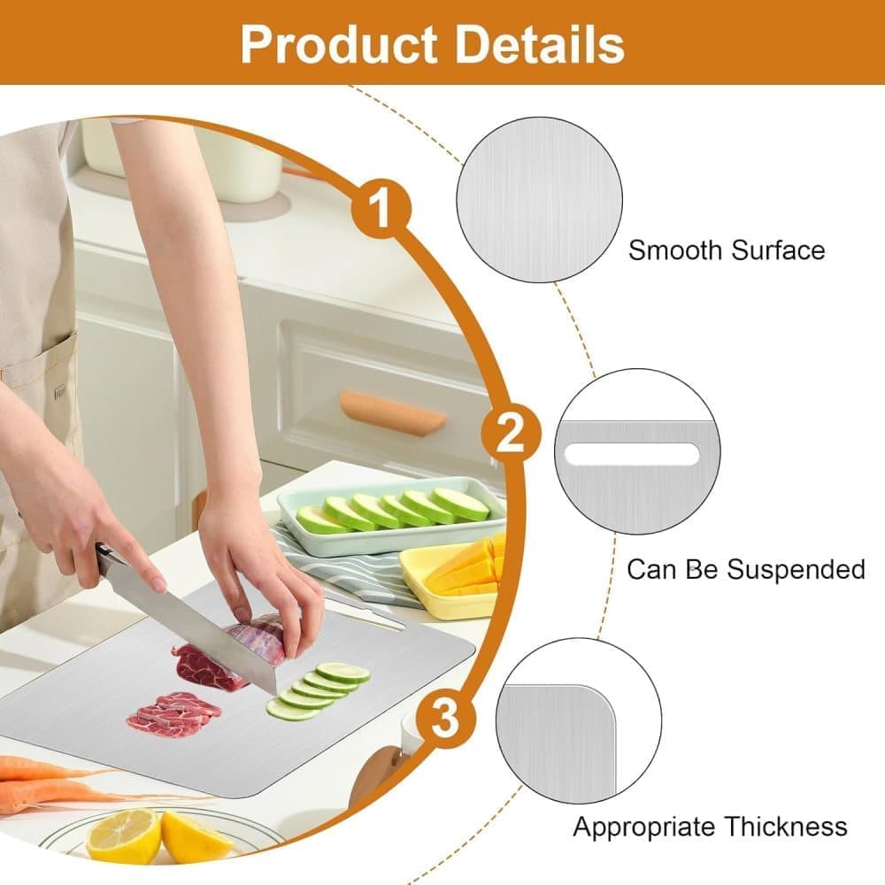 Titanium Double-Sided Cutting Board BPA-Free, 34x23 cm