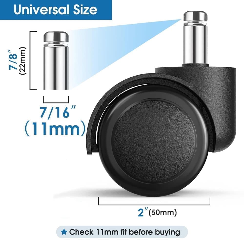 5-Pack Silent Office Chair Wheels, 11 mm