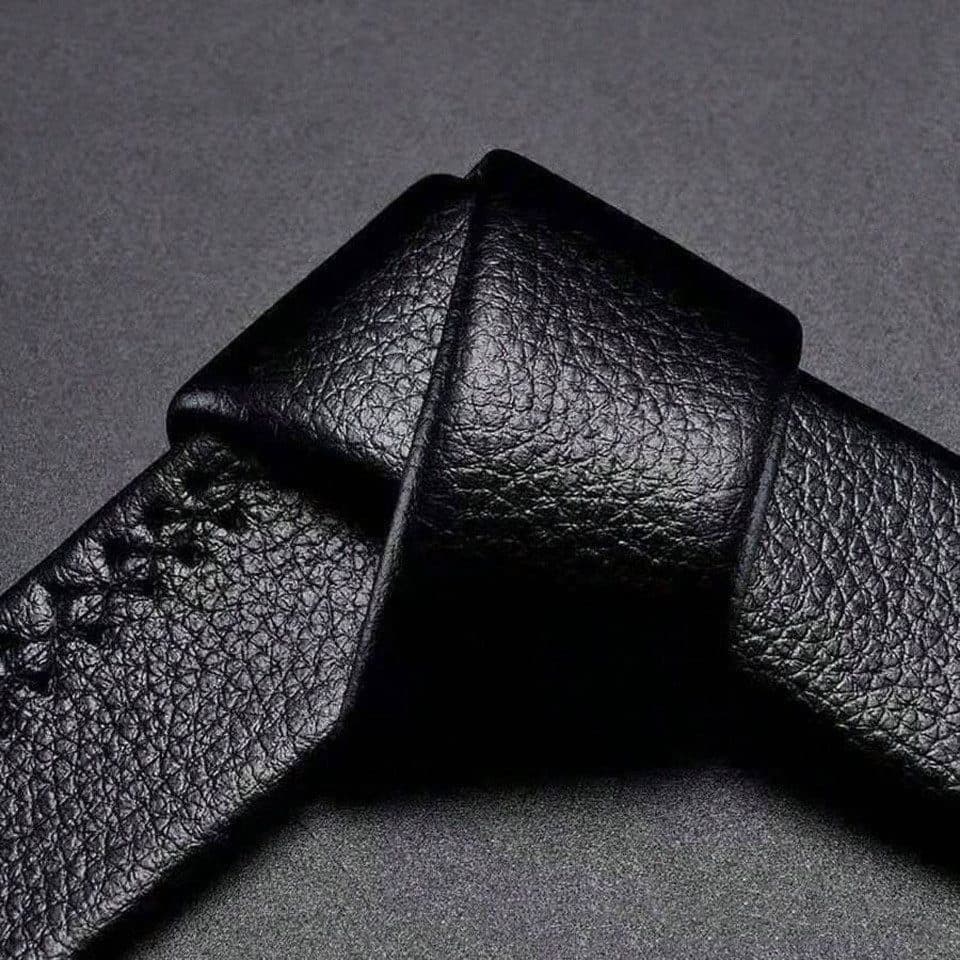 Men's Adjustable Leather Belt Automatic Latching for Business and Everyday Use, Gold