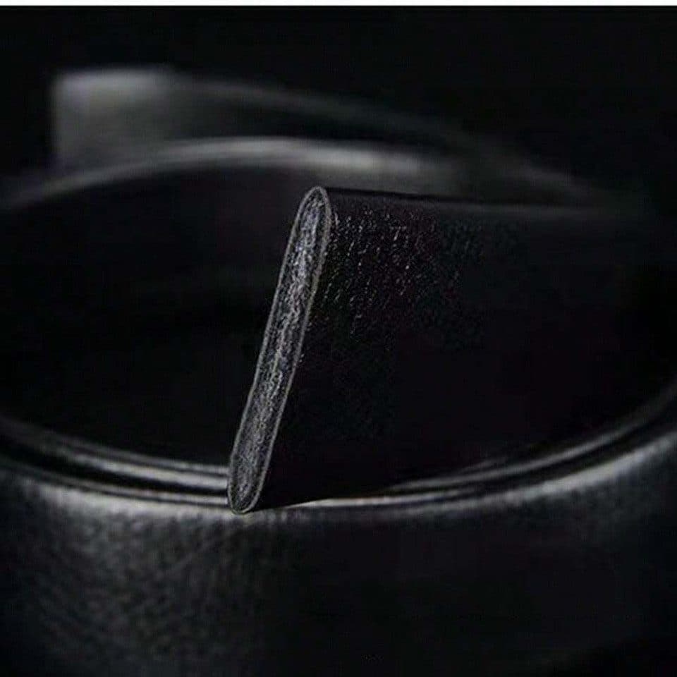 Men's Adjustable Leather Belt Automatic Latching for Business and Everyday Use, Gold