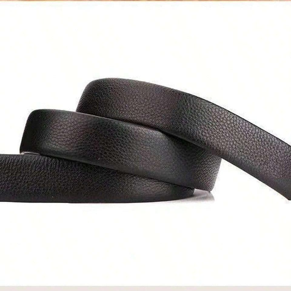 Men's Adjustable Leather Belt Automatic Latching for Business and Everyday Use, Gold