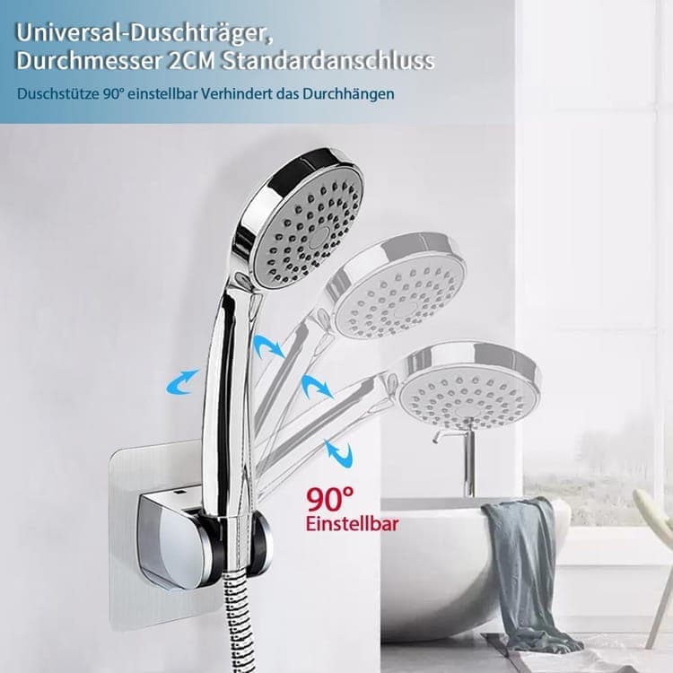 Adjustable self-adhesive shower holder no drilling wall bracket for handheld shower, easy bathroom installation