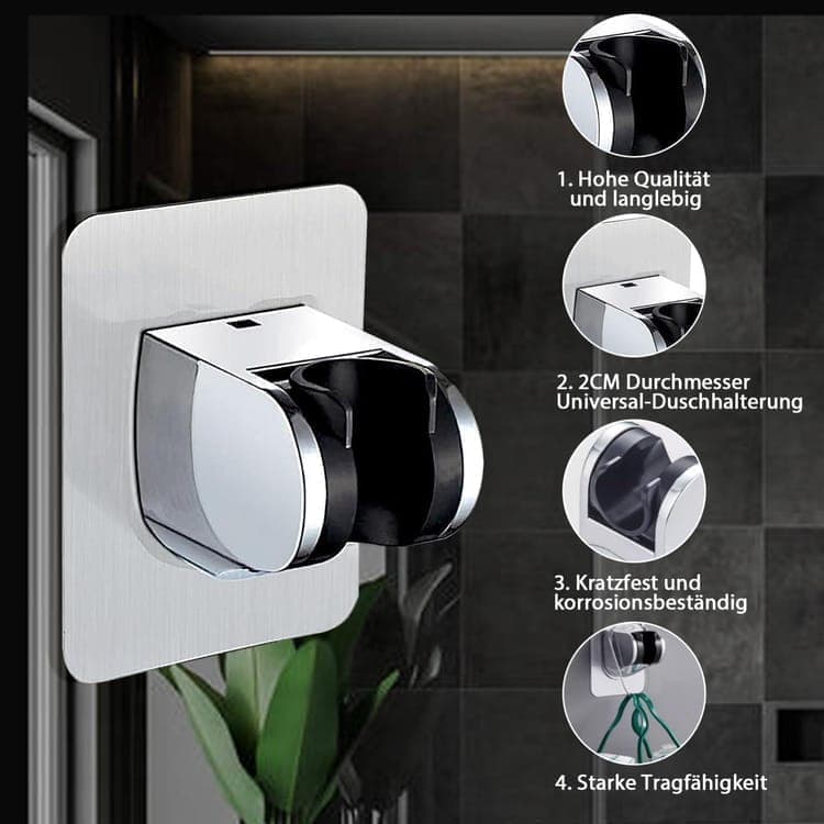 Adjustable self-adhesive shower holder no drilling wall bracket for handheld shower, easy bathroom installation