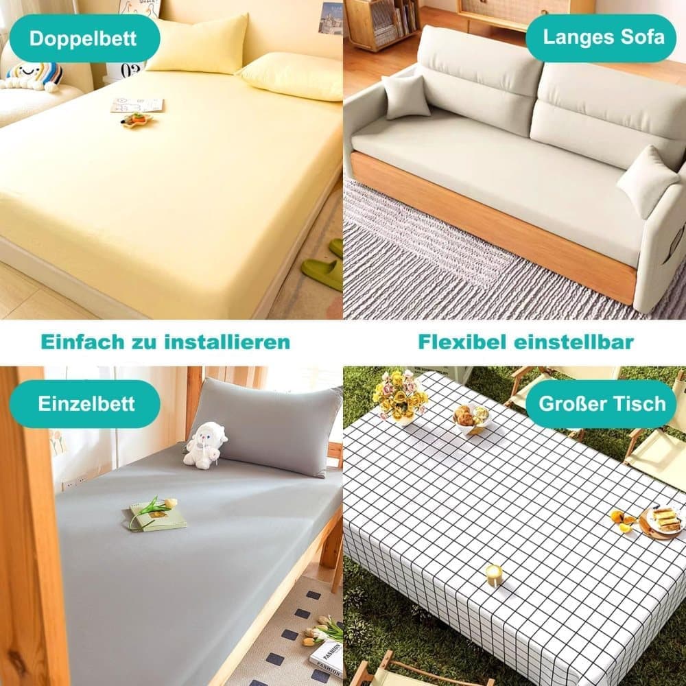 Adjustable Sheet Holders with Elastic Bands and Metal Clips for Securing Sheets Mattress Covers or Sofa Covers, White