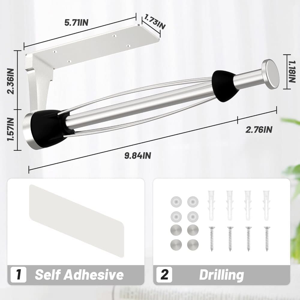 Kitchen paper holder with damping effect, no-drill or adhesive mount option, for kitchen