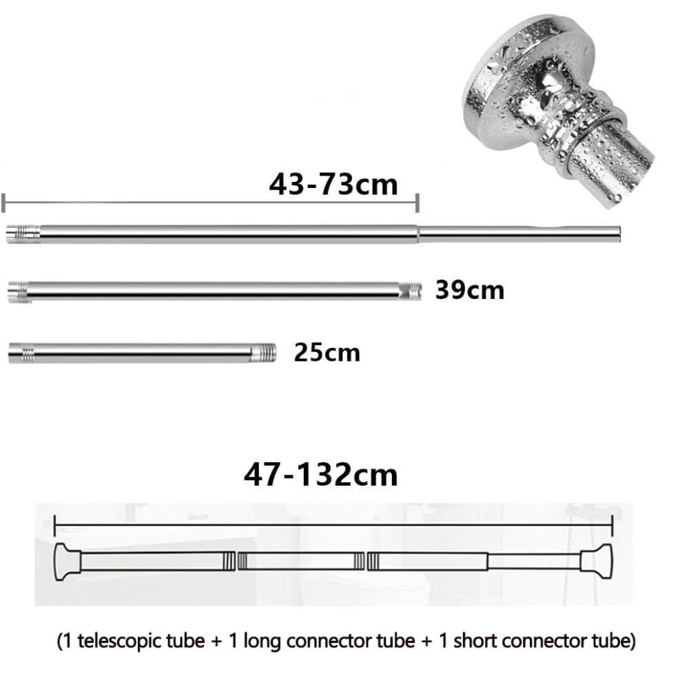 Telescopic Curtain Rod Extendable Cabinet Rod Stainless Steel, 47-132CM