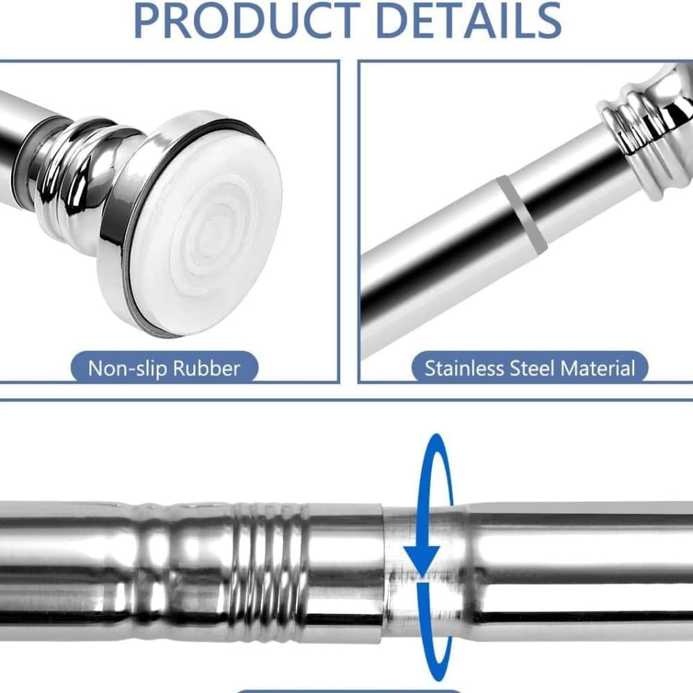 Telescopic Curtain Rod Extendable Cabinet Rod Stainless Steel, 47-132CM
