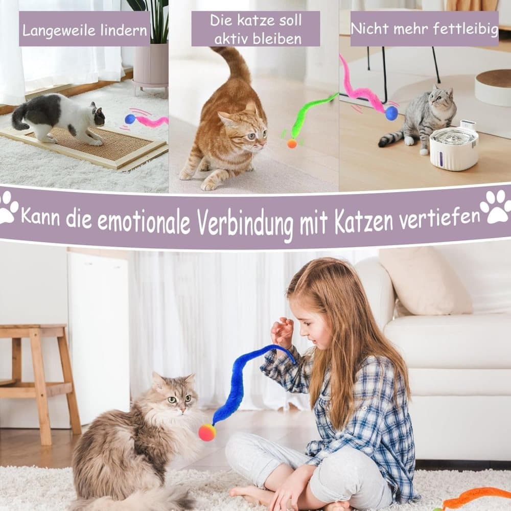 6-Pack Cat Toy, Colorful Interactive Balls with Tail for Play & Exercise