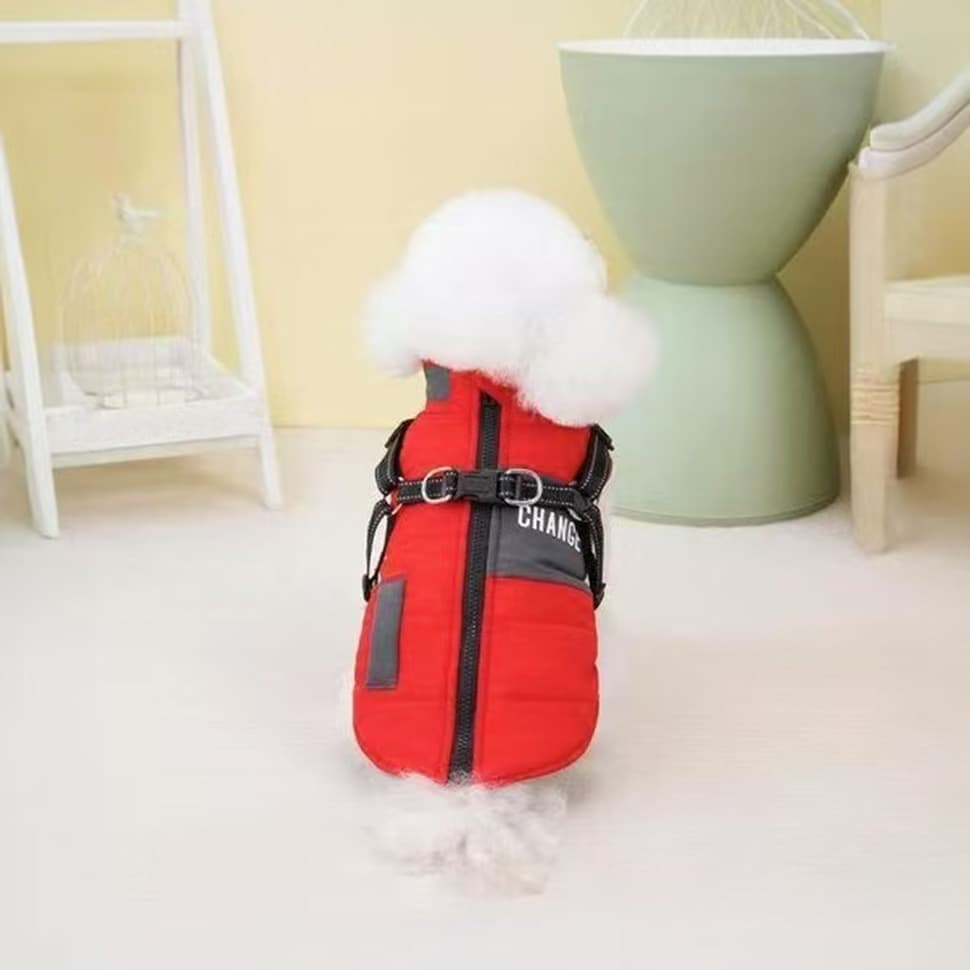 Winter Dog Vest Warm Soft Stand Collar Windproof Waterproof, Multiple Colors, S M L XL, Red