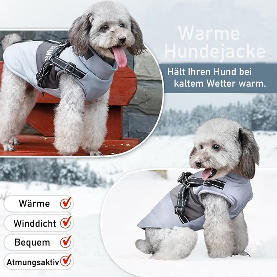 Warm Soft Winter Dog Vest with Stand Collar, Wind and Waterproof, Blue, S M L XL
