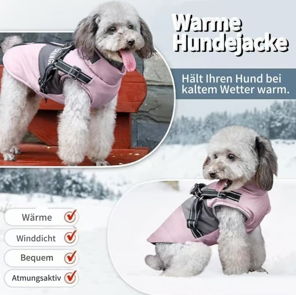 Warm Soft Winter Dog Vest with Stand Collar, Wind and Waterproof, Multiple Colors, Pink, S to XL