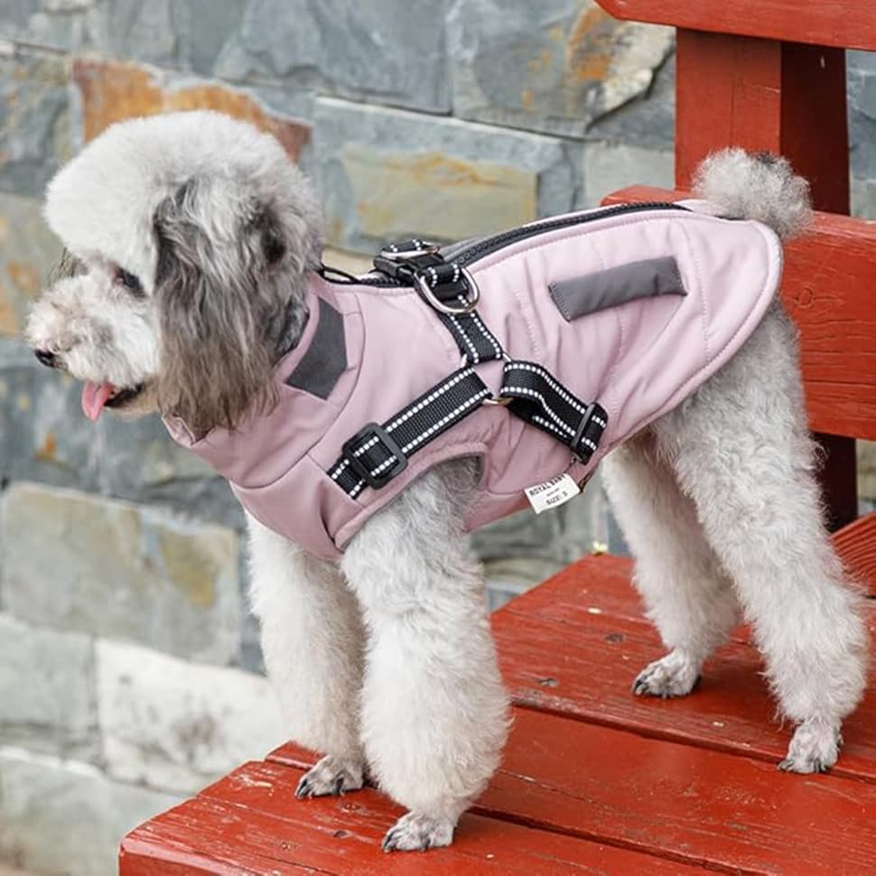 Warm Soft Winter Dog Vest with Stand Collar, Wind and Waterproof, Multiple Colors, Pink, S to XL
