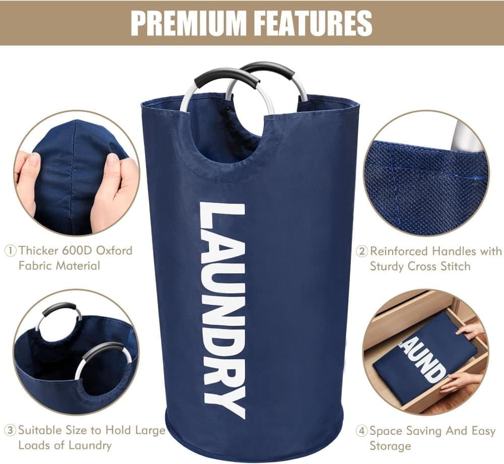 90L Foldable Laundry Basket, Waterproof, Compatible with Samsung, Light Gray, 38x38x79 cm