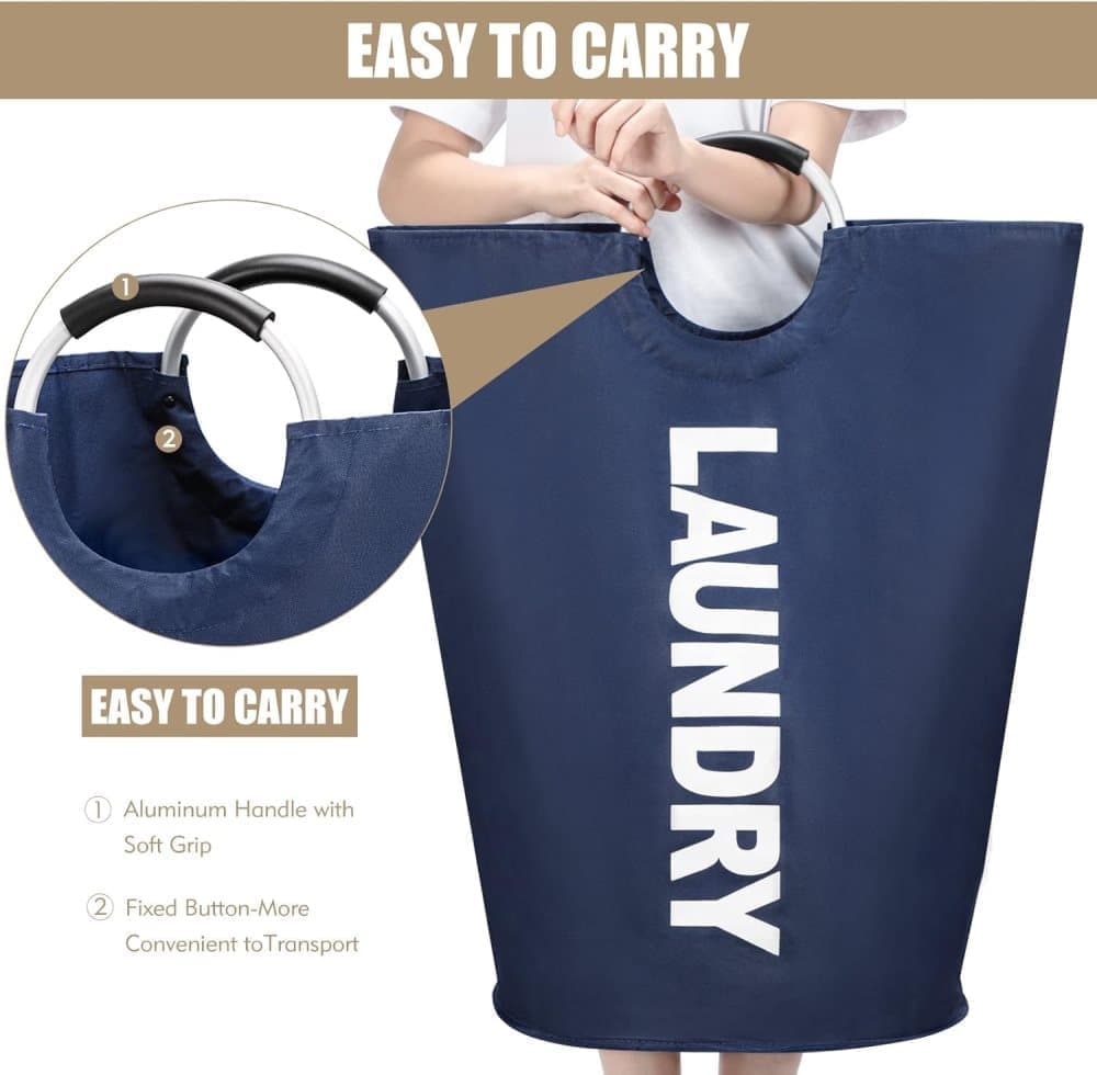 Foldable Laundry Basket 90L Waterproof with Oxford Fabric, 38x38x79 cm, Red