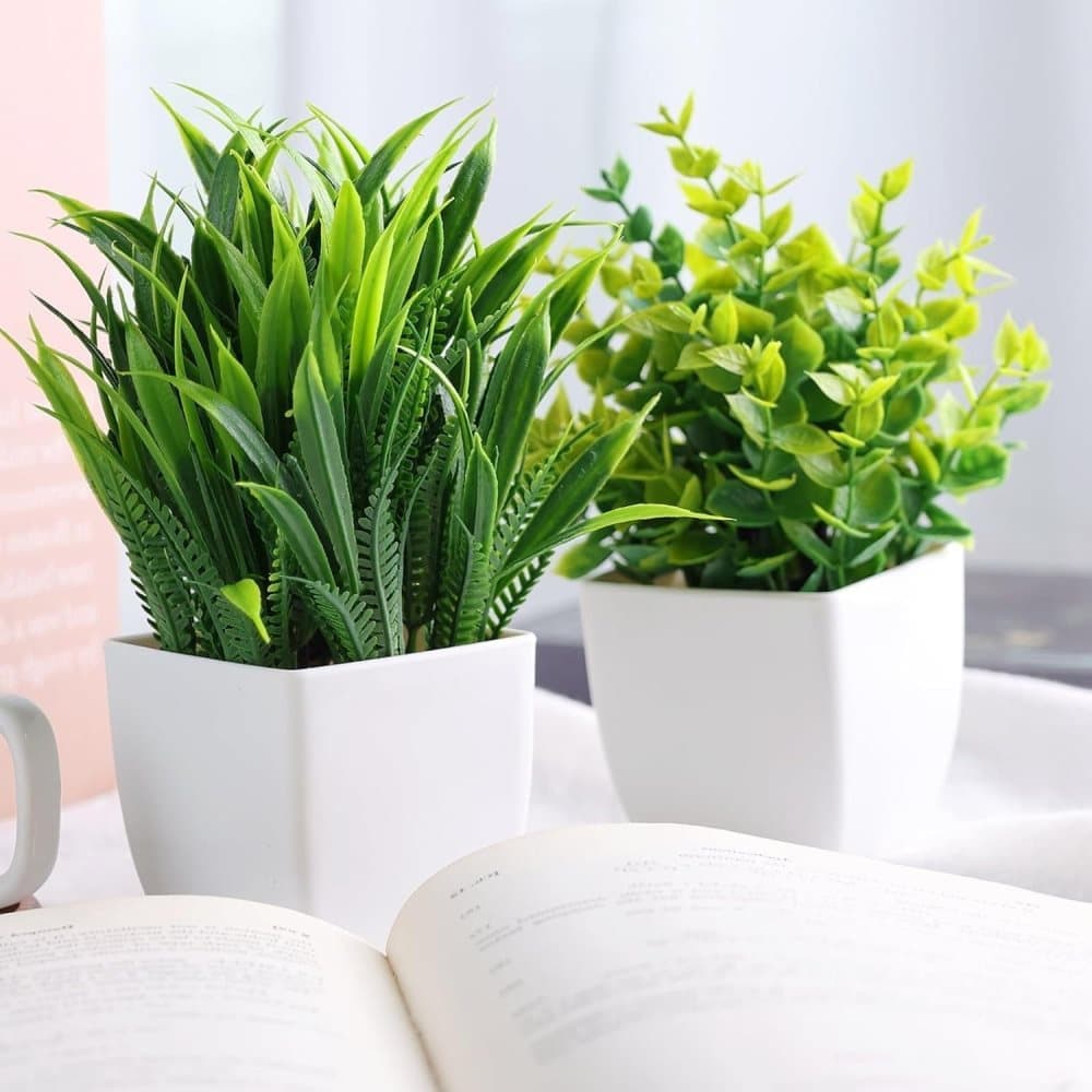 4-Pack Artificial Plants with Pot for Living Room and Office Decoration, 17x12 cm
