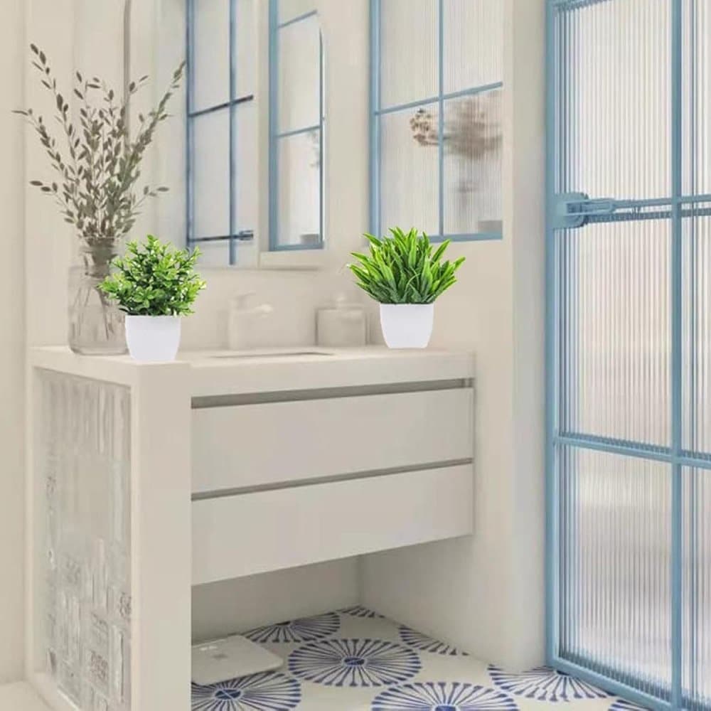 4-Pack Artificial Plants with Pot for Living Room and Office Decoration, 17x12 cm