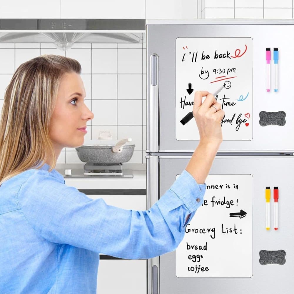 Magnetic Whiteboard A3 for Refrigerator, White