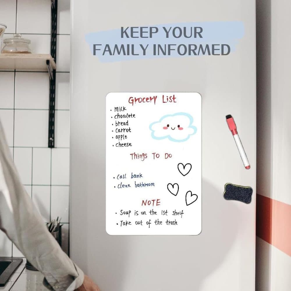 Magnetic Whiteboard A3 for Refrigerator, White