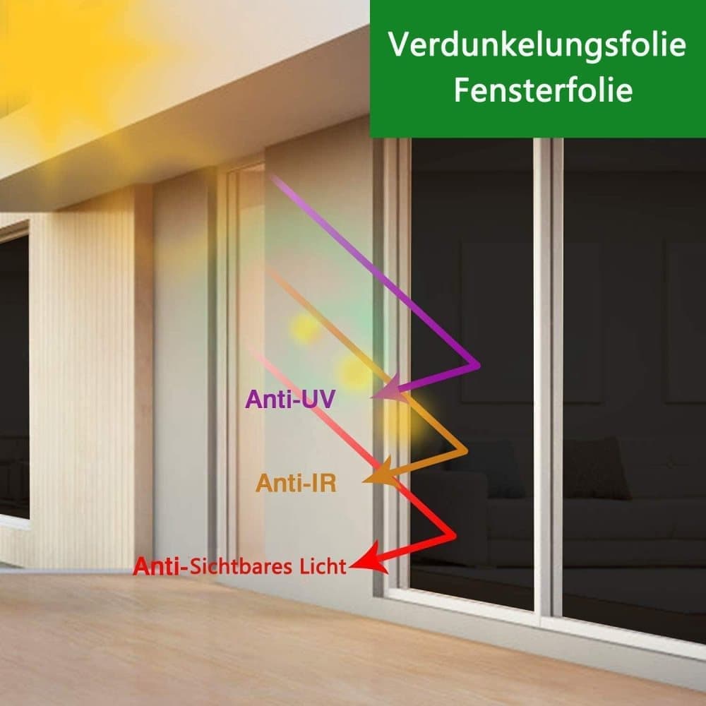 50cmx5m Self-adhesive window film mirror reflective for sun protection UV protection and privacy blocks heat and UV radiation, Black
