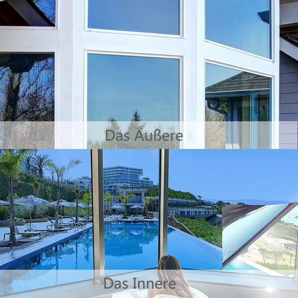 2m Self-Adhesive Window Film Mirror Reflective Sun Protection UV Block Heat Privacy, 40cm x 2m, Blue