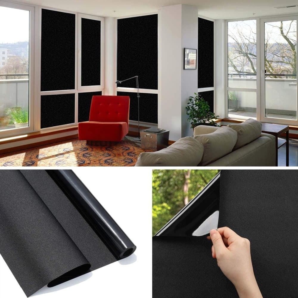 Black Self-Adhesive Window Film Mirror Reflective for Sun UV Protection and Privacy Blocks Heat, 50cmx2m